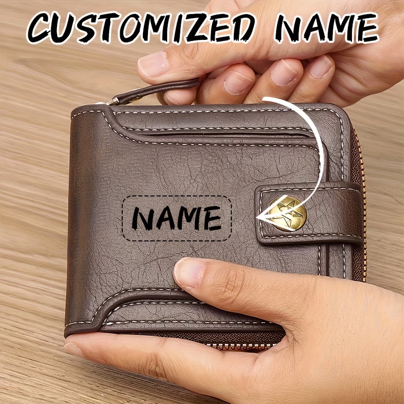 Personalized Name Box - Portafoglio da uomo in PU con