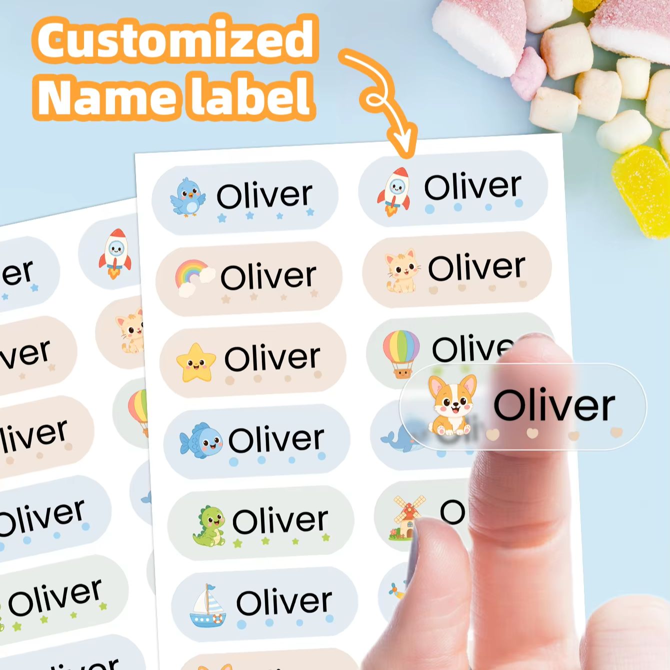Personalised Candle Label - 1-400 Pezzi Adesivi Personalizzati con Nome
